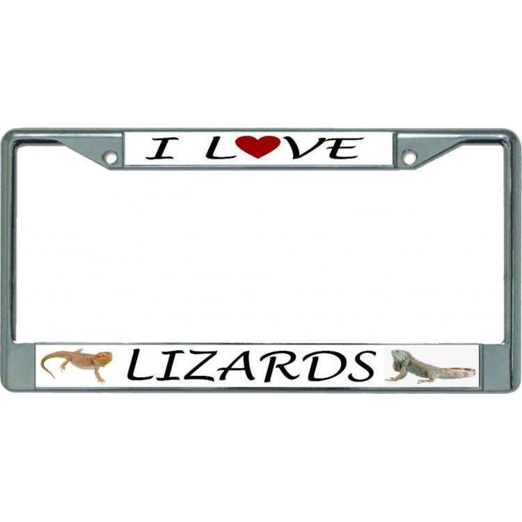 LPO5575 6 x 12 in. I Love Lizards Chrome License Plate Frame