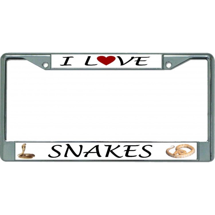LPO5577 6 x 12 in. I Love Snakes Chrome License Plate Frame