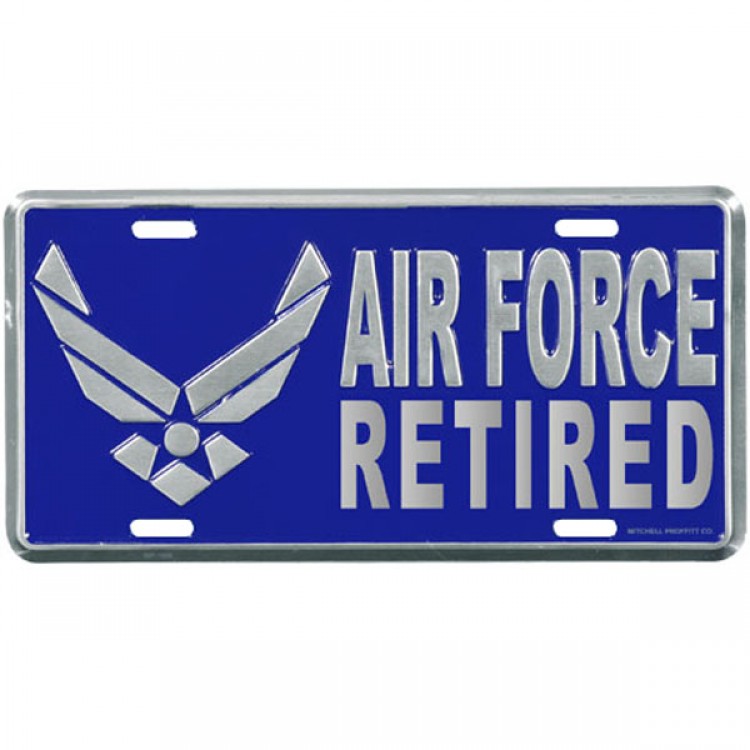 LAF37 6 x 12 in. Air Force Retired Metal License Plate