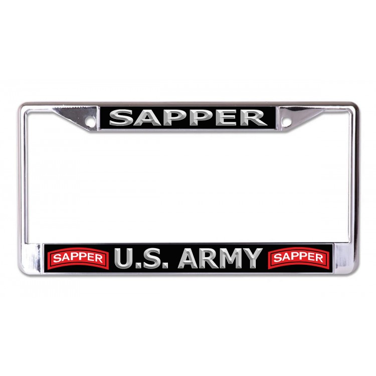 LPO7077 6 x 12 in. U.S. Army Sapper Chrome License Plate Frame
