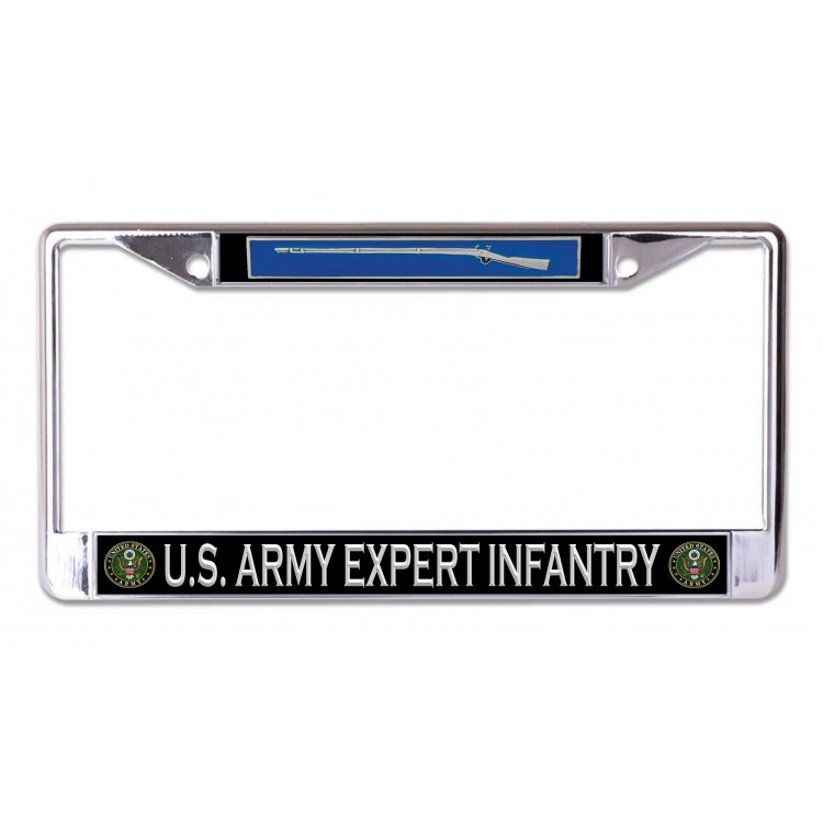LPO7128 6 x 12 in. U.S. Army Expert Infantry Chrome License Plate Frame