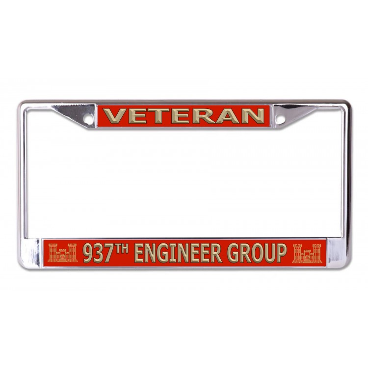 LPO7144 6 x 12 in. U.S. Army 937th Engineer Veteran Chrome License Plate Frame
