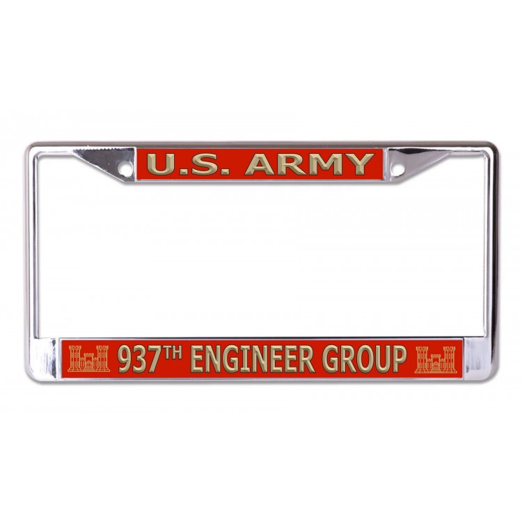 LPO7145 6 x 12 in. U.S. Army 937th Engineer Chrome License Plate Frame
