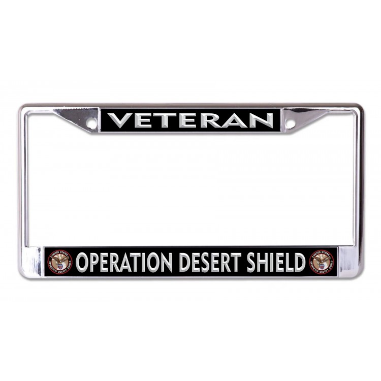 LPO7146 6 x 12 in. Operation Desert Shield Veteran Chrome License Plate Frame