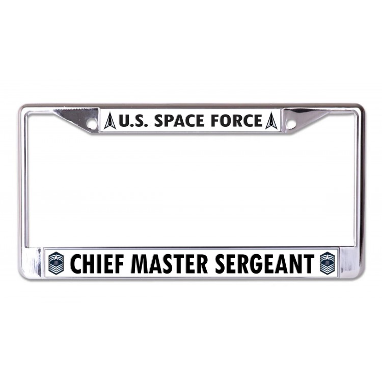 LPO7150 6 x 12 in. U.S. Space Force Chief Master Sergeant Chrome License Plate Frame -  212 Main
