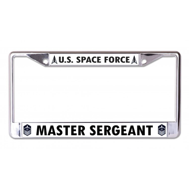 LPO7151 6 x 12 in. U.S. Space Force Master Sergeant Chrome License Plate Frame