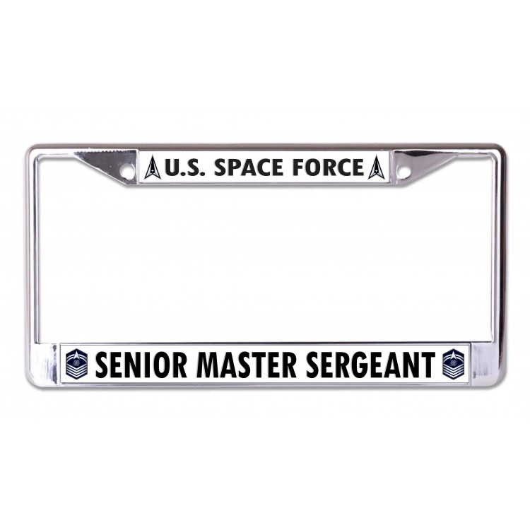 LPO7153 6 x 12 in. U.S. Space Force Senior Master Sergeant Chrome License Plate Frame