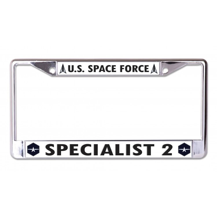 LPO7156 6 x 12 in. U.S. Space Force Specialist 2 Chrome License Plate Frame