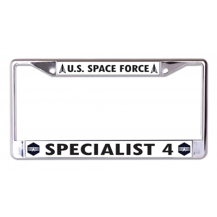 LPO7158 6 x 12 in. U.S. Space Force Specialist 4 Chrome License Plate Frame