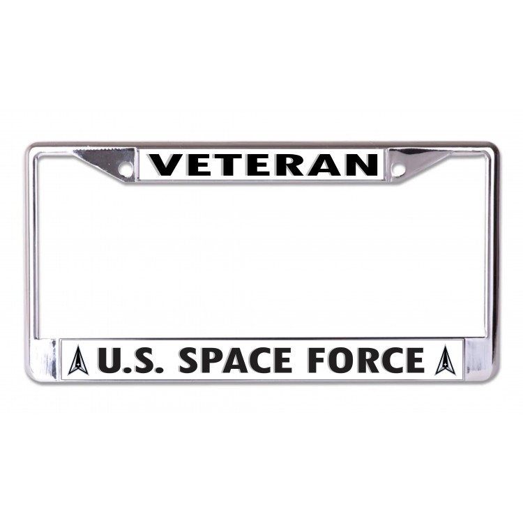 LPO7160 6 x 12 in. U.S. Space Force Veteran Chrome License Plate Frame