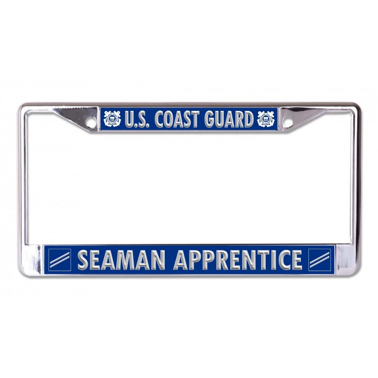 LPO7165 6 x 12 in. U.S. Coast Guard Seaman Apprentice Chrome License Plate Frame