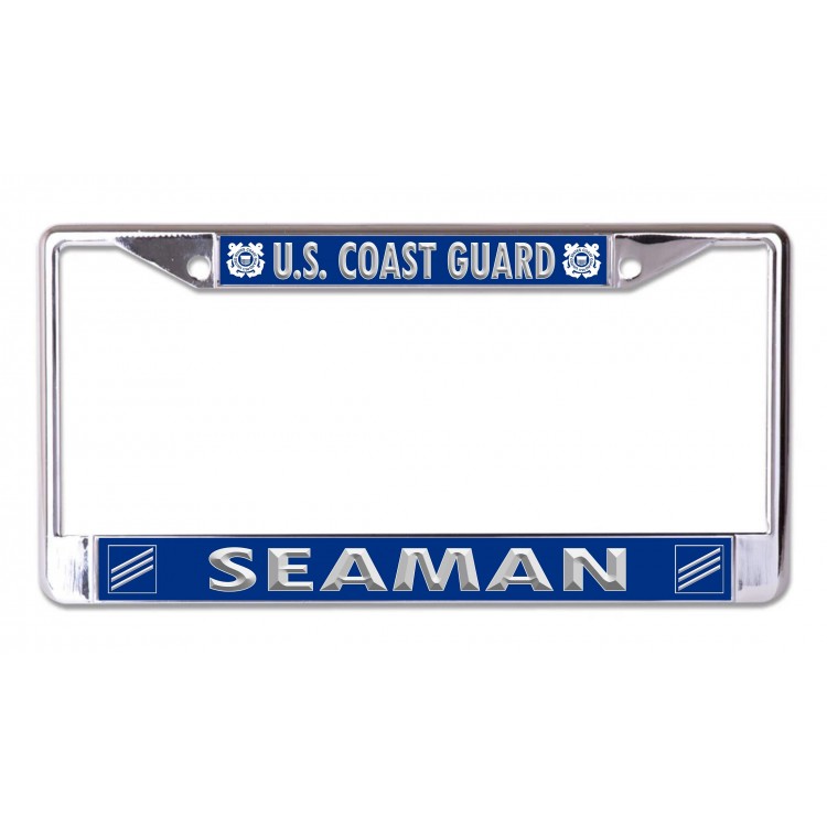 LPO7166 6 x 12 in. U.S. Coast Guard Seaman Chrome License Plate Frame