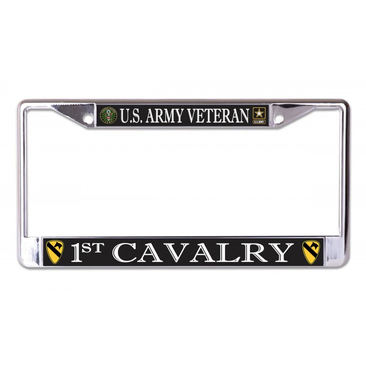 6 x 12 in. U.S. Army 1st Cavalry Veteran Chrome License Plate Frame