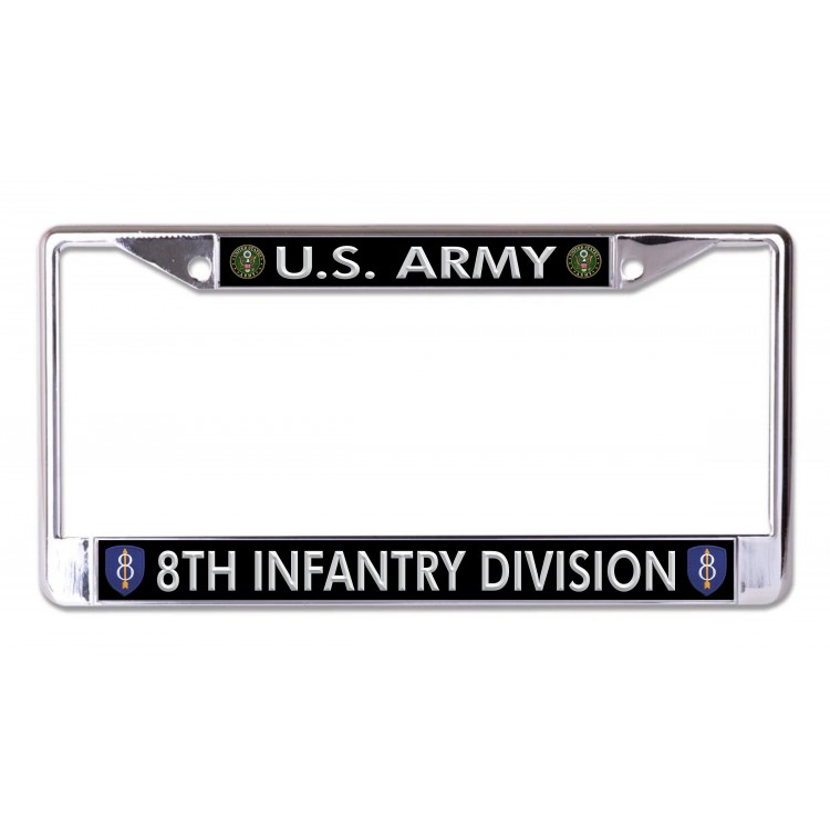 LPO7170 6 x 12 in. U.S. Army 8th Infantry Division Chrome License Plate Frame