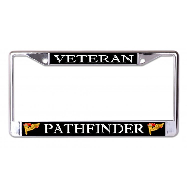 LPO7172 6 x 12 in. Pathfinder Veteran Chrome License Plate Frame