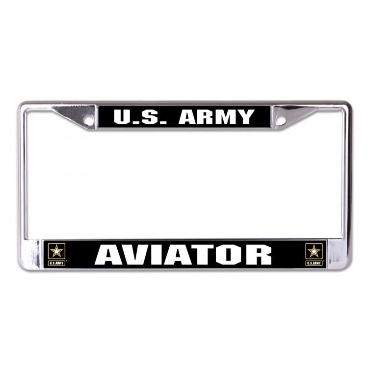 LPO7218 6 x 12 in. U.S. Army Aviator Chrome License Plate Frame
