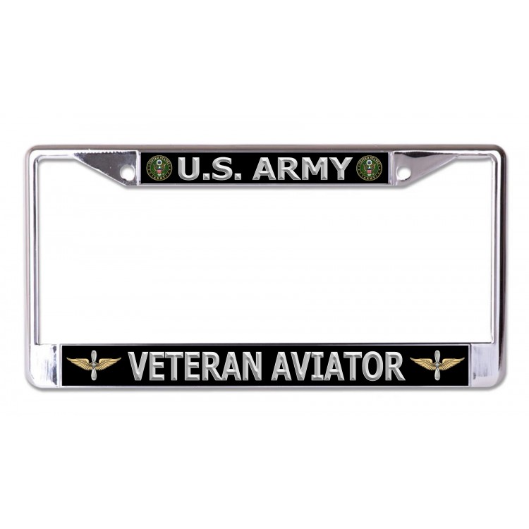 6 x 12 in. U.S. Army Veteran Aviator Chrome License Plate Frame