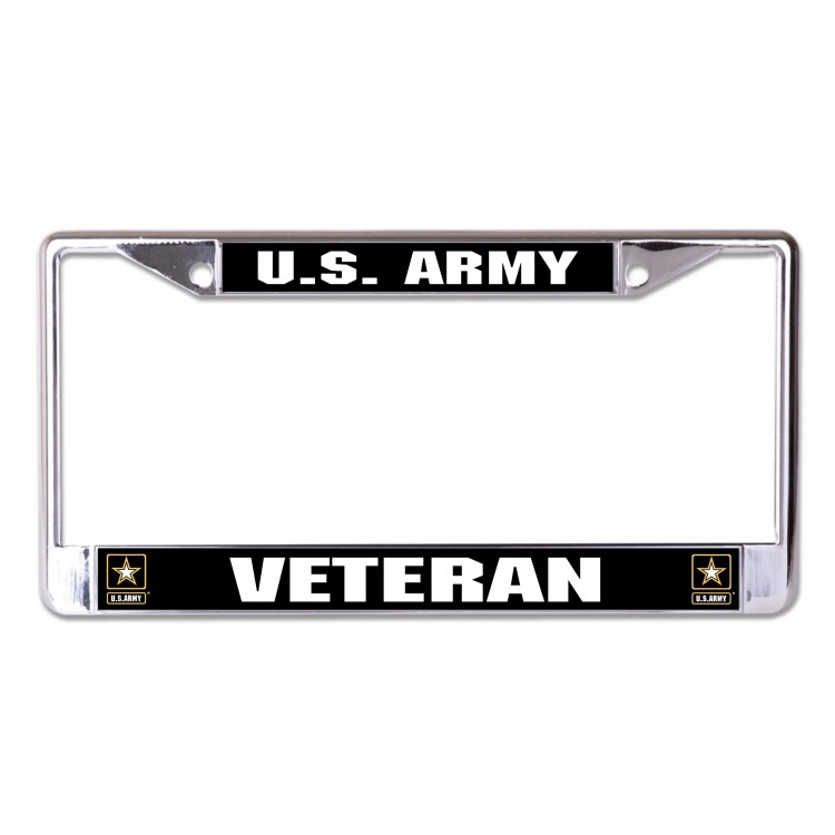 LPO7224 U.S. Army Veteran Chrome License Plate Frame