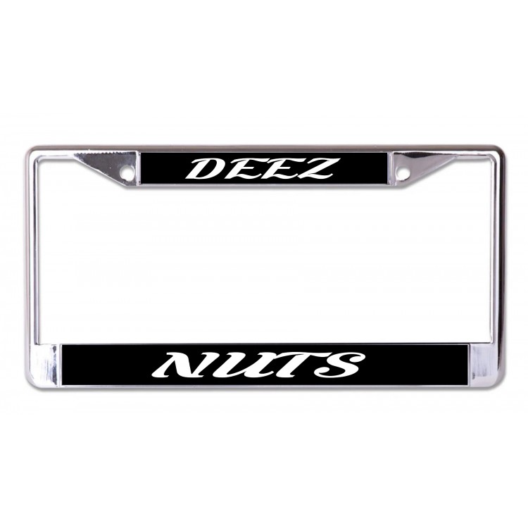 LPO7242 6 x 12 in. Deez Nuts Chrome License Plate Frame