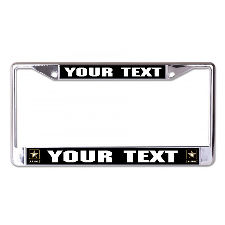 LPO7250 6 x 12 in. U.S. Army Custom Text Chrome License Plate Frame