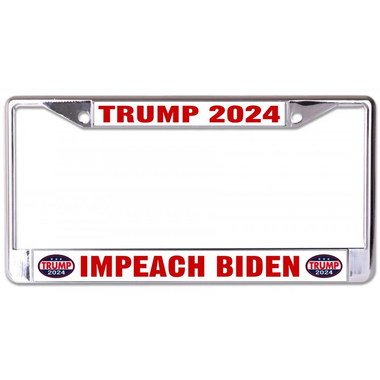 6 x 12 in. Trump 2024 Impeach Biden Chrome License Plate Frame