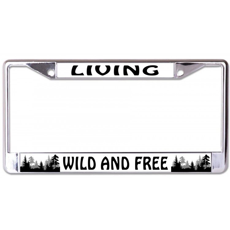 LPO7287 6 x 12 in. Living Wild & Free Chrome License Plate Frame