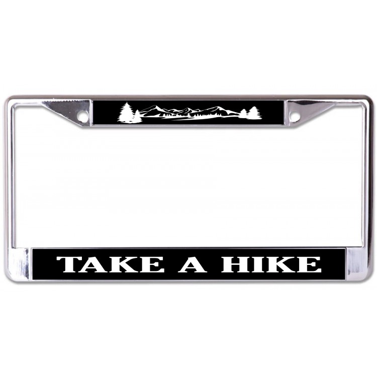 LPO7288 6 x 12 in. Take a Hike Chrome License Plate Frame