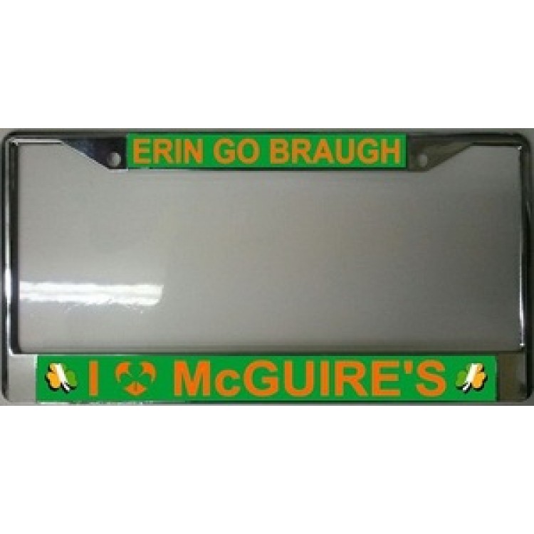 McGuire7 Erin Go Braugh with Irish Clover Heart License Plate Frame
