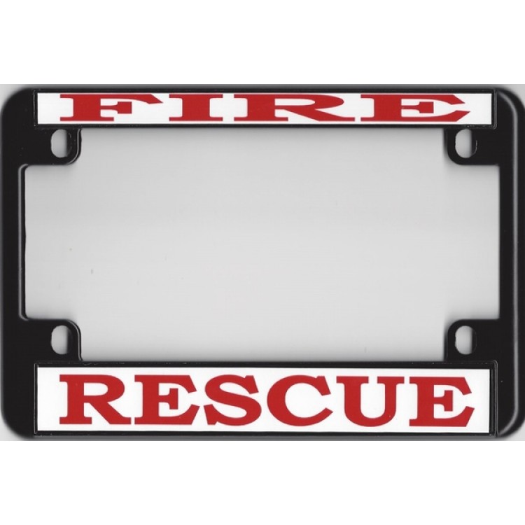 LPO1571 Fire Rescue Photo Motorcycle License Plate Frame