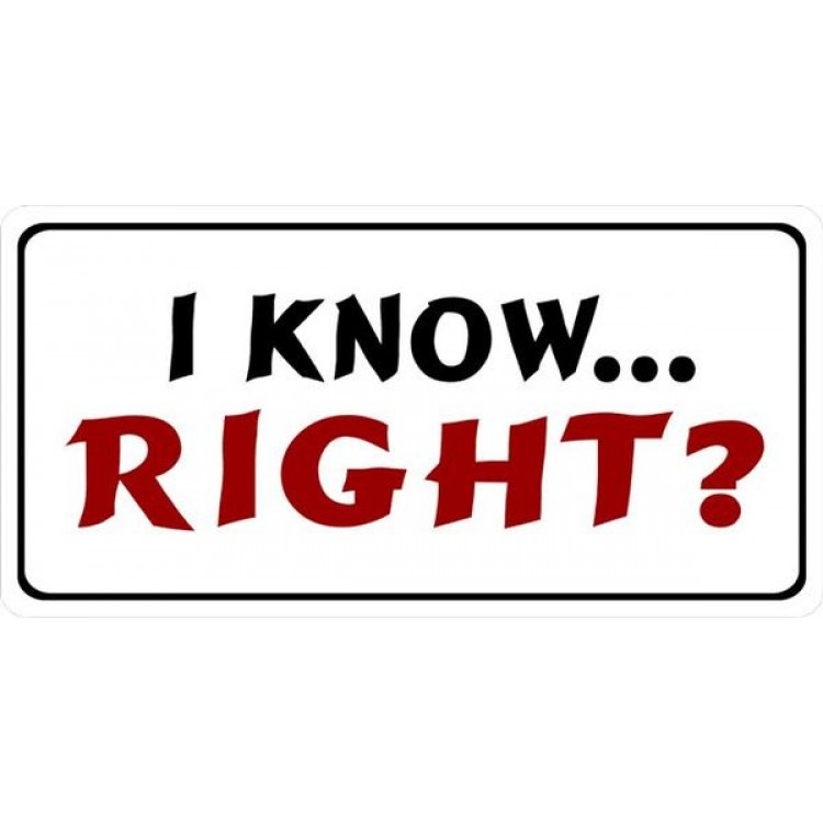 LPO1600 I Know Right Photo License Plate