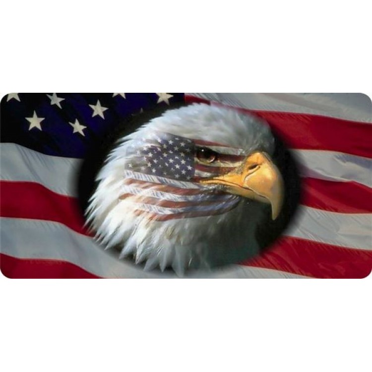 LPO1298 Flag with Eagle Photo License Plate