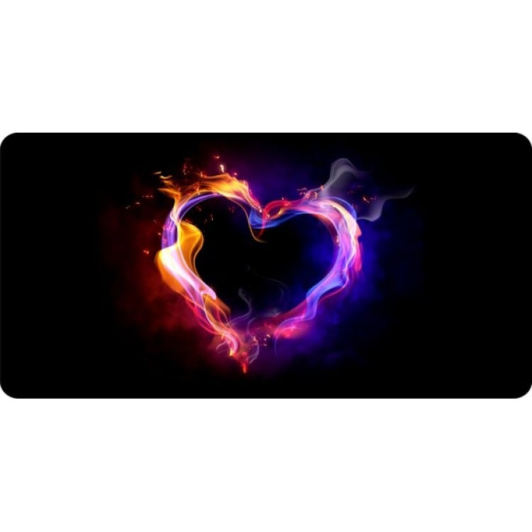 LPO1038 Flame Heart Photo License Plate