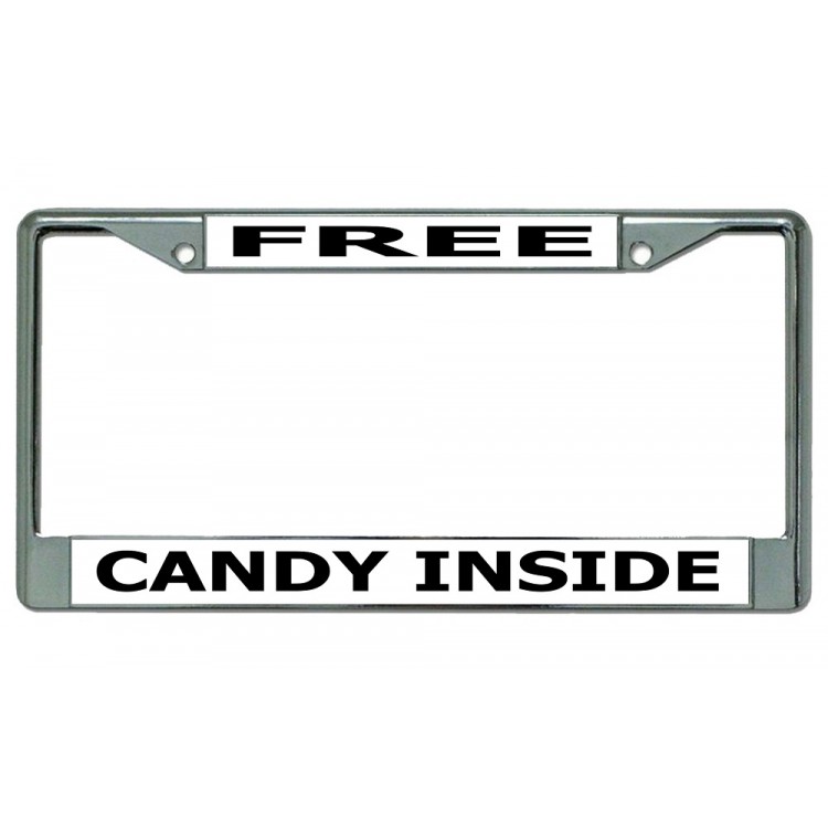 LPO3701 6 x 12 in. Free Candy Inside Chrome License Plate Frame