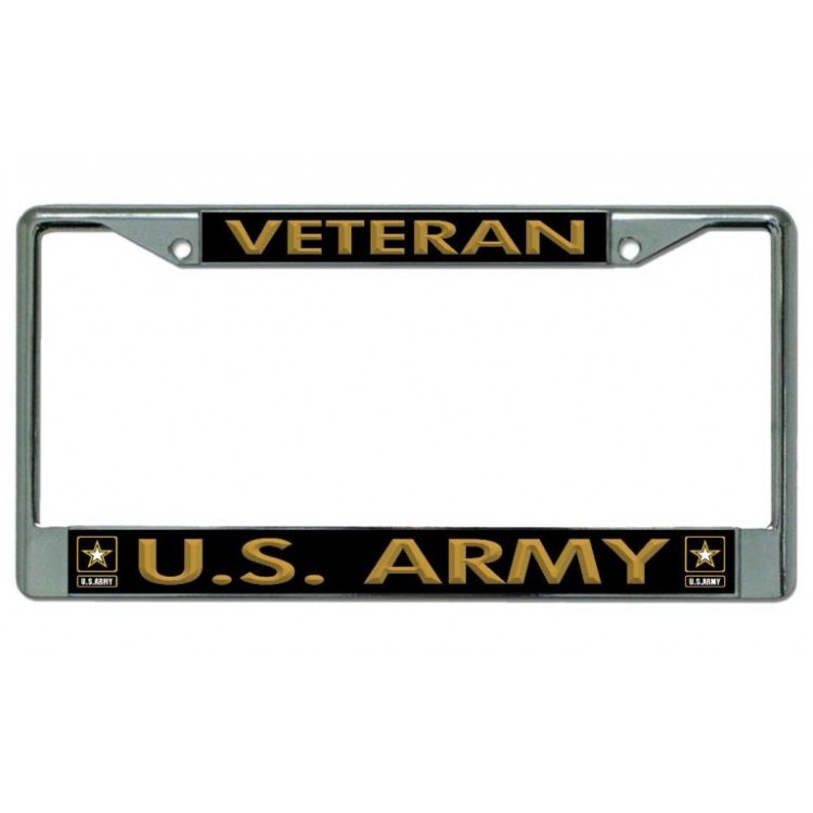 6 x 12 in. Veteran U.S. Army Chrome License Plate Frame
