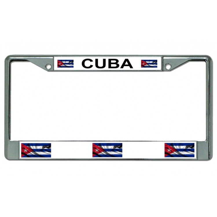 LPO3778 6 x 12 in. Cuba Flag Chrome License Plate Frame