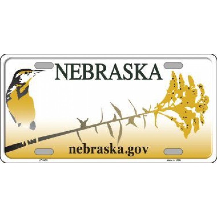 LP-9498 6 x 12 in. Nebraska Background Metal License Plate