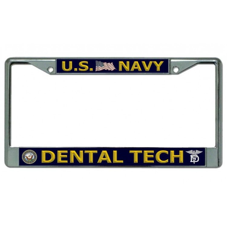 LPO3809 6 x 12 in. U.S. Navy Dental Tech Chrome License Plate Frame -  212 Main