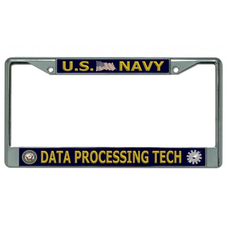 LPO3814 6 x 12 in. U.S. Navy Data Processing Tech Chrome License Plate Frame -  212 Main