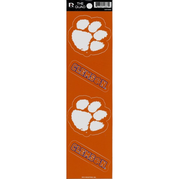 QAD120201 2.5 in. Clemson Tigers Quad Decal Set