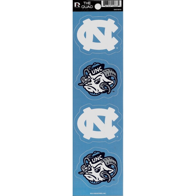 QAD130101 2.5 in. North Carolina Tar Heels Quad Decal Set