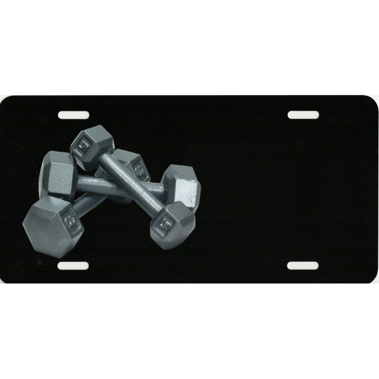 LPO3877 Dumbbells Offset Photo License Plate