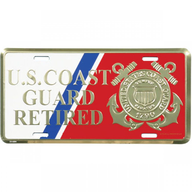 LCG55 6 x 12 in. U.S. Coast Guard Retired with Logo License Plate