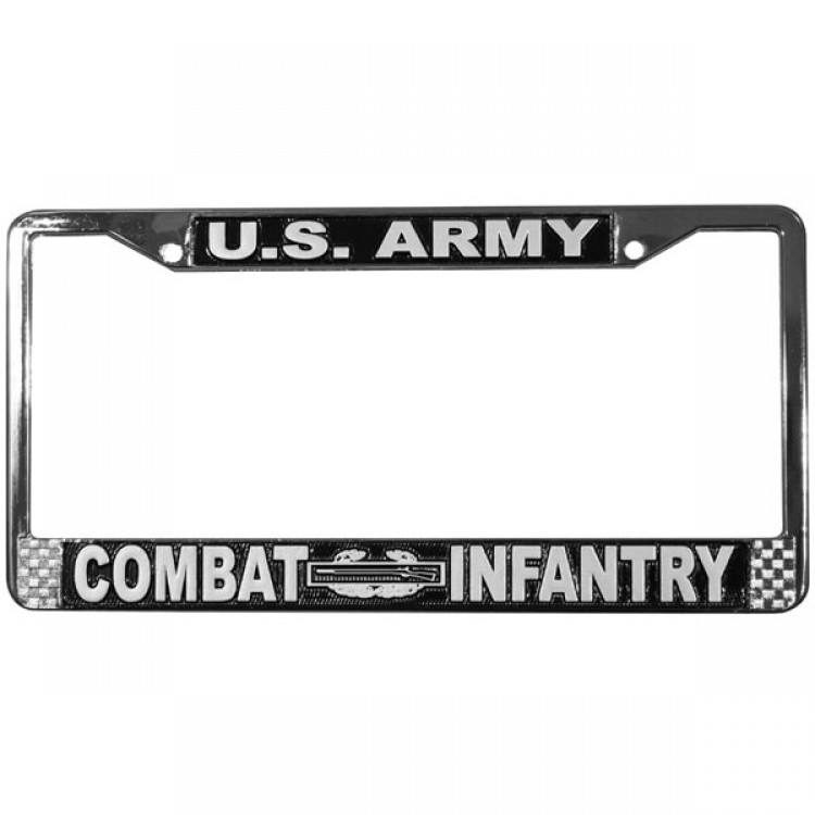 LFA28 6 x 12 in. U.S. Army Combat Infantry Chrome License Plate Frame