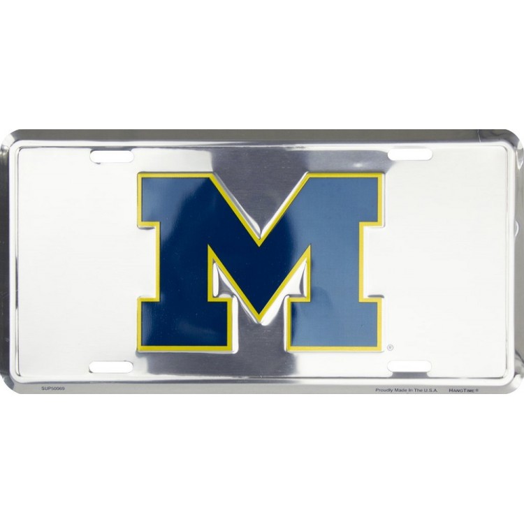 SUP50069-2 6 x 12 in. Michigan Wolverines Anodized License Plate