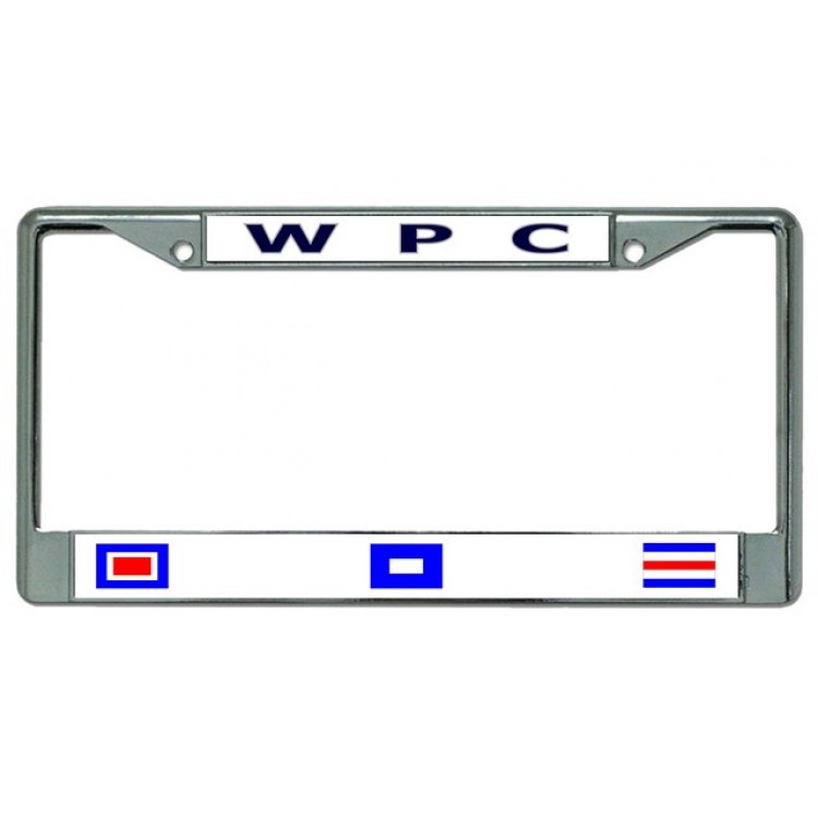 LPO3888 Nautical Flags Chrome License Plate Frame