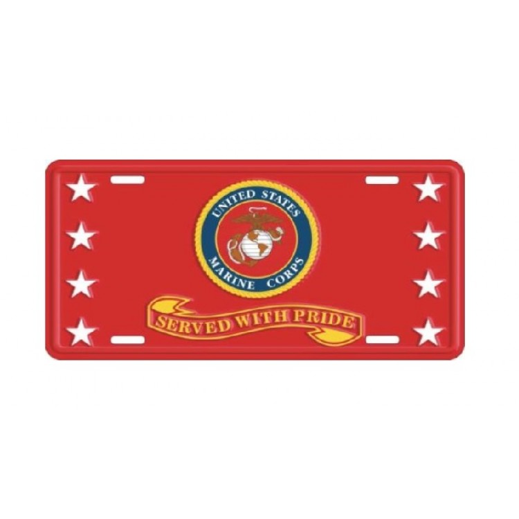 MP9072 6 x 12 in. U.S. Marine Corps Served with Pride Metal License Plate