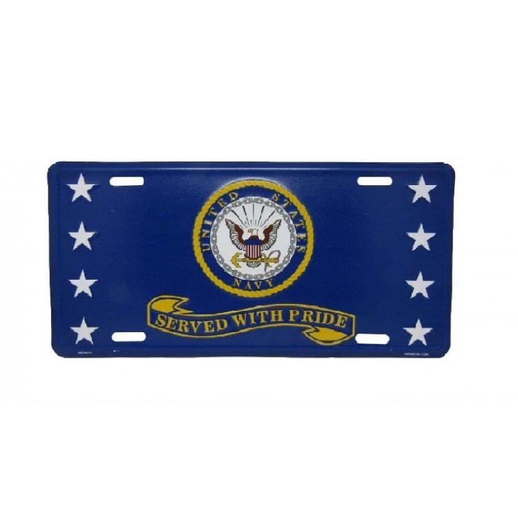 MP9071 6 x 12 in. U.S. Navy Served with Pride Metal License Plate