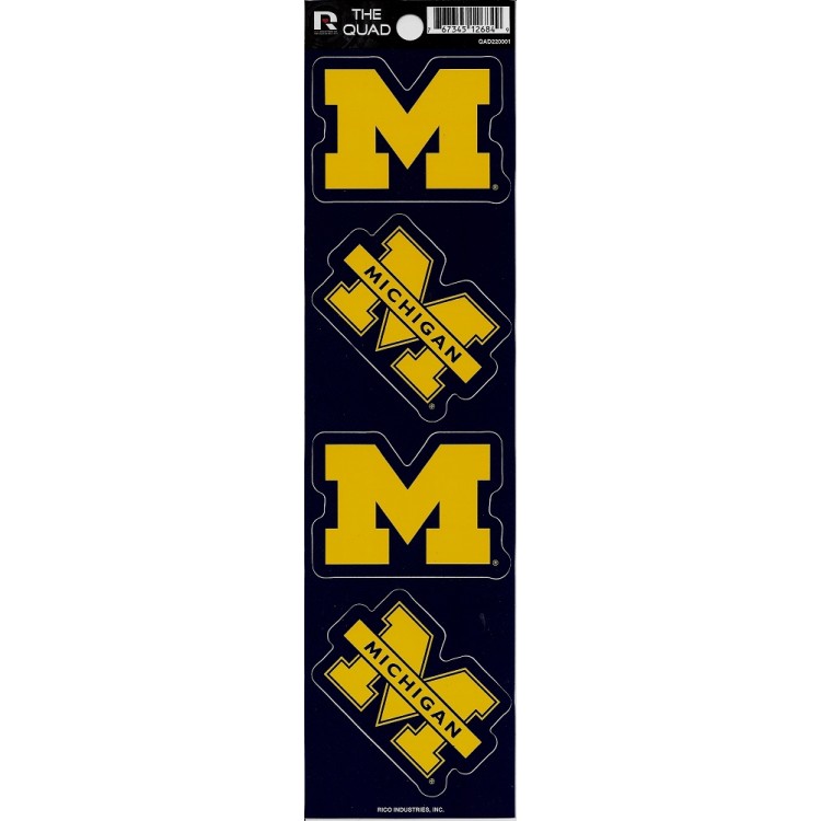QAD220001 2.5 in. Michigan Wolverines Quad Decal Set
