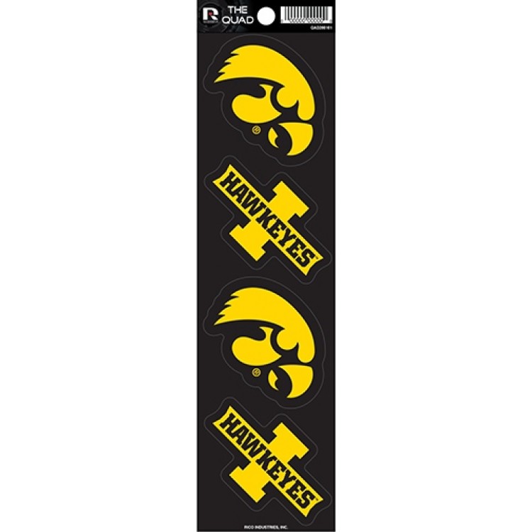 QAD250101 2.5 in. Iowa Hawkeyes Quad Decal Set