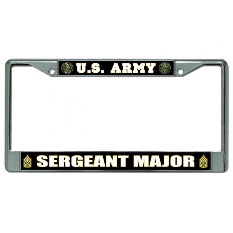 LPO3940 6 x 12 in. U.S. Army Sergeant Major Chrome License Plate Frame